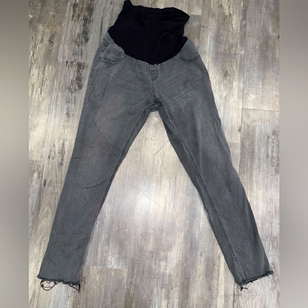Gray denim maternity skinny jeans